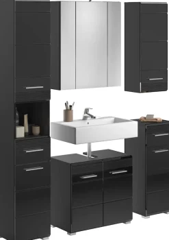 Home affaire Badmöbel-Set »Malmö, 5 teilig, inklusive LED Beleuchtung, bestehend aus:« 5 Stk. tlg.