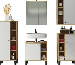Home affaire Badmöbel-Set »OSLO, Bad im skandinavischen Design, 5-teiliges Badezimmer« Set, 5 Stk. tlg.