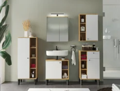 Home affaire Badmöbel-Set »OSLO, Bad im skandinavischen Design, 5-teiliges Badezimmer« Set, 5 Stk. tlg.