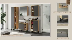 Home affaire Badmöbel-Set »OSLO, Bad im skandinavischen Design, 5-teiliges Badezimmer« Set, 5 Stk. tlg.