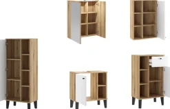 Home affaire Badmöbel-Set »OSLO, Bad im skandinavischen Design, 5-teiliges Badezimmer« Set, 5 Stk. tlg.