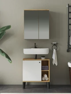 Home affaire Badmöbel-Set »OSLO, Bad im skandinavischen Design, 2-teiliges Badezimmer« Set, 2 Stk. tlg.