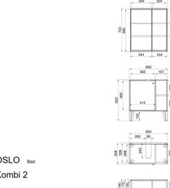 Home affaire Badmöbel-Set »OSLO, Bad im skandinavischen Design, 2-teiliges Badezimmer« Set, 2 Stk. tlg.