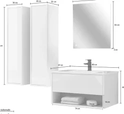 Home affaire Badmöbel-Set »Studio Line, Bad im modernen Design, 4-teiliges Badezimmer« 4 Stk. tlg.