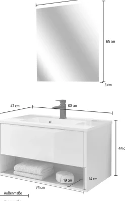 Home affaire Badmöbel-Set »Studio Line, Bad im modernen Design, 2-teiliges Badezimmer« 2 Stk. tlg.