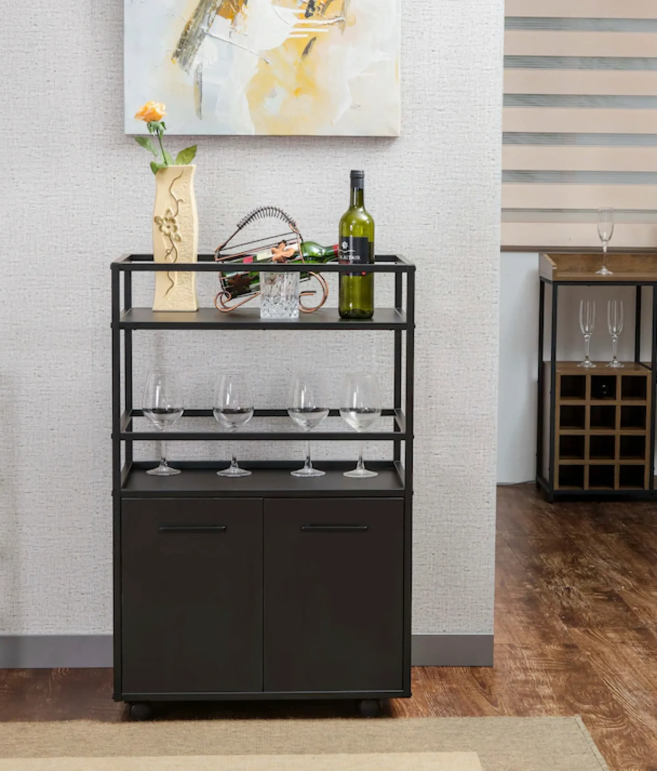 Home affaire Barschrank »Perth« 1 Stk. tlg. Barschrank mit 2 Türen & offenem Fach - (B/T/H) 60/40/94 cm