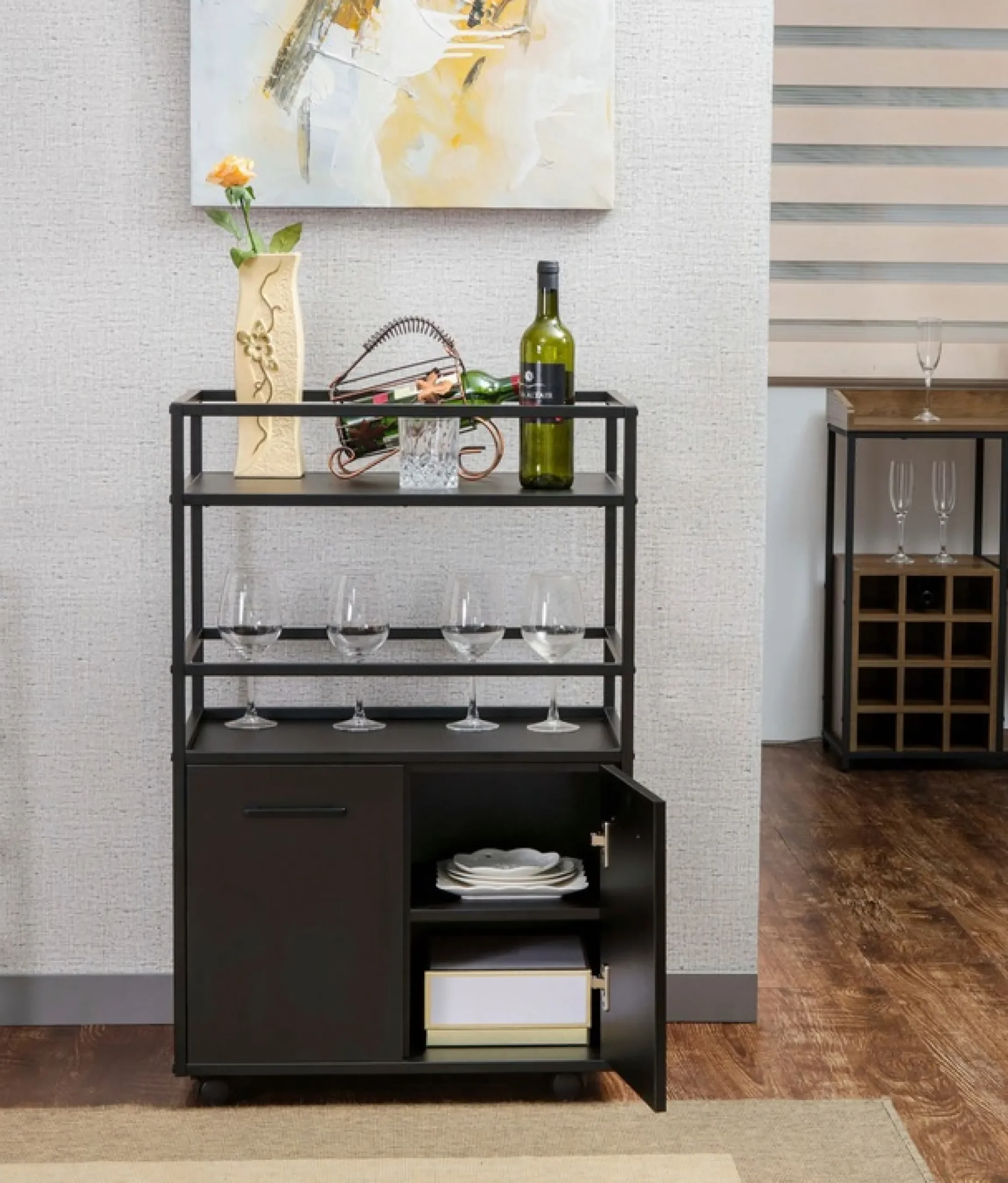 Home affaire Barschrank »Perth« 1 Stk. tlg. Barschrank mit 2 Türen & offenem Fach - (B/T/H) 60/40/94 cm