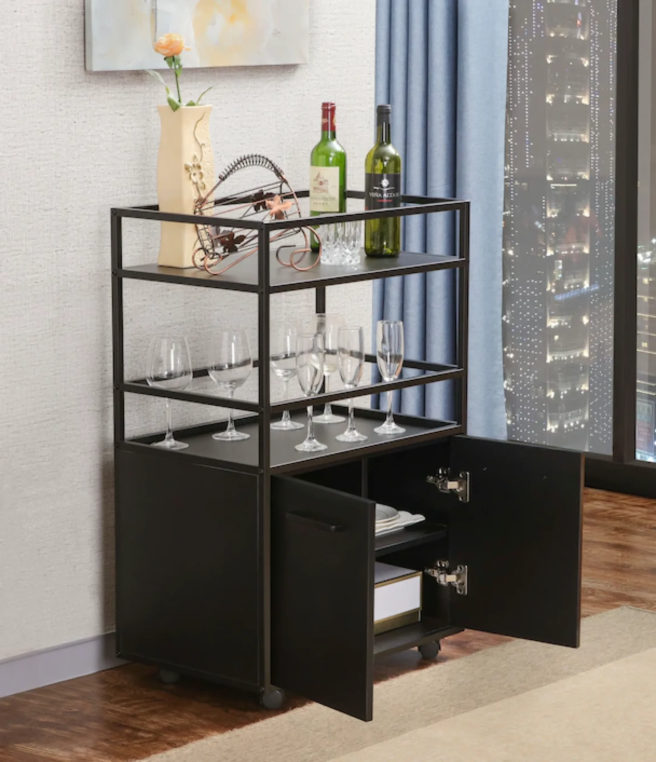 Home affaire Barschrank »Perth« 1 Stk. tlg. Barschrank mit 2 Türen & offenem Fach - (B/T/H) 60/40/94 cm