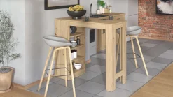 Home affaire Bartisch »Valence, 120x50x150 cm, Küchentisch, Bartresen, Stehtisch, Bartheke« mit 4 Regalfächern, Eiche-Optik oder Weiß, Stilvoll und zeitloser