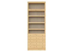 Home affaire Bücherregal »Soeren Regal mit 5 breiten Schubkästen in geteilter Optik« T/H: 80/29/220 cm, Kiefer FSC®-zertifiziert, elegante Metallgriffe