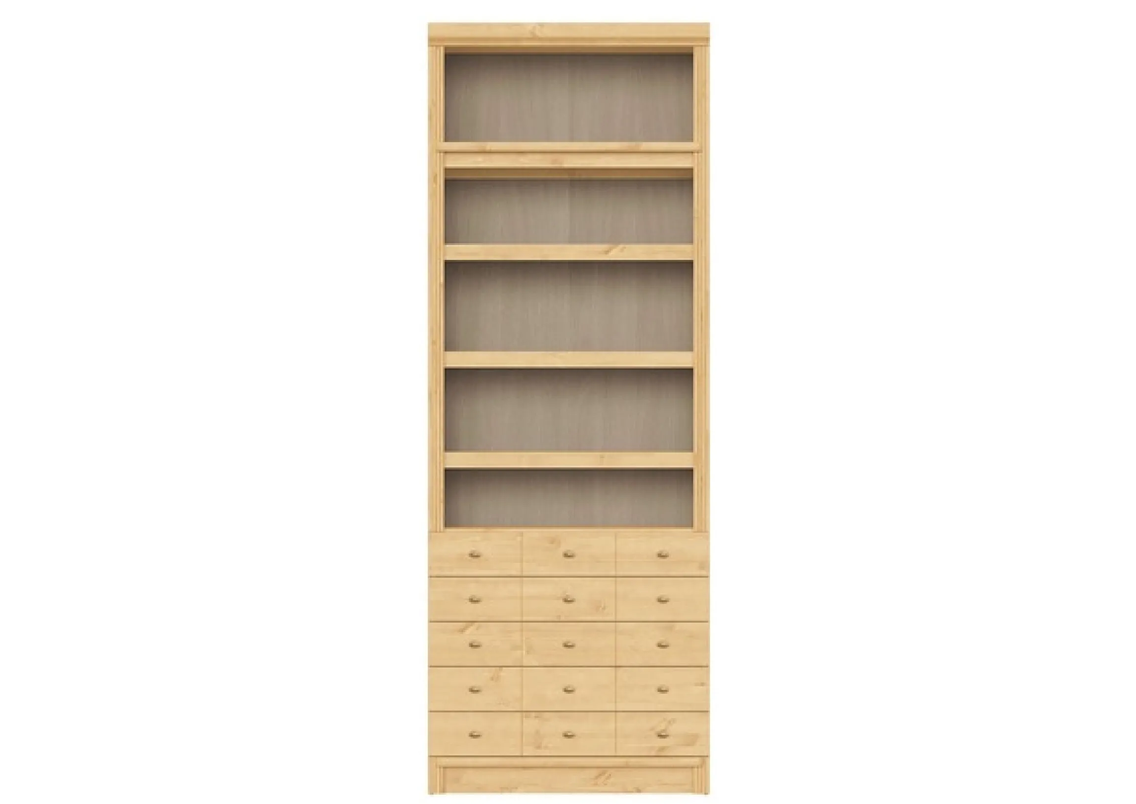 Home affaire Bücherregal »Soeren Regal mit 5 breiten Schubkästen in geteilter Optik« T/H: 80/29/220 cm, Kiefer FSC®-zertifiziert, elegante Metallgriffe