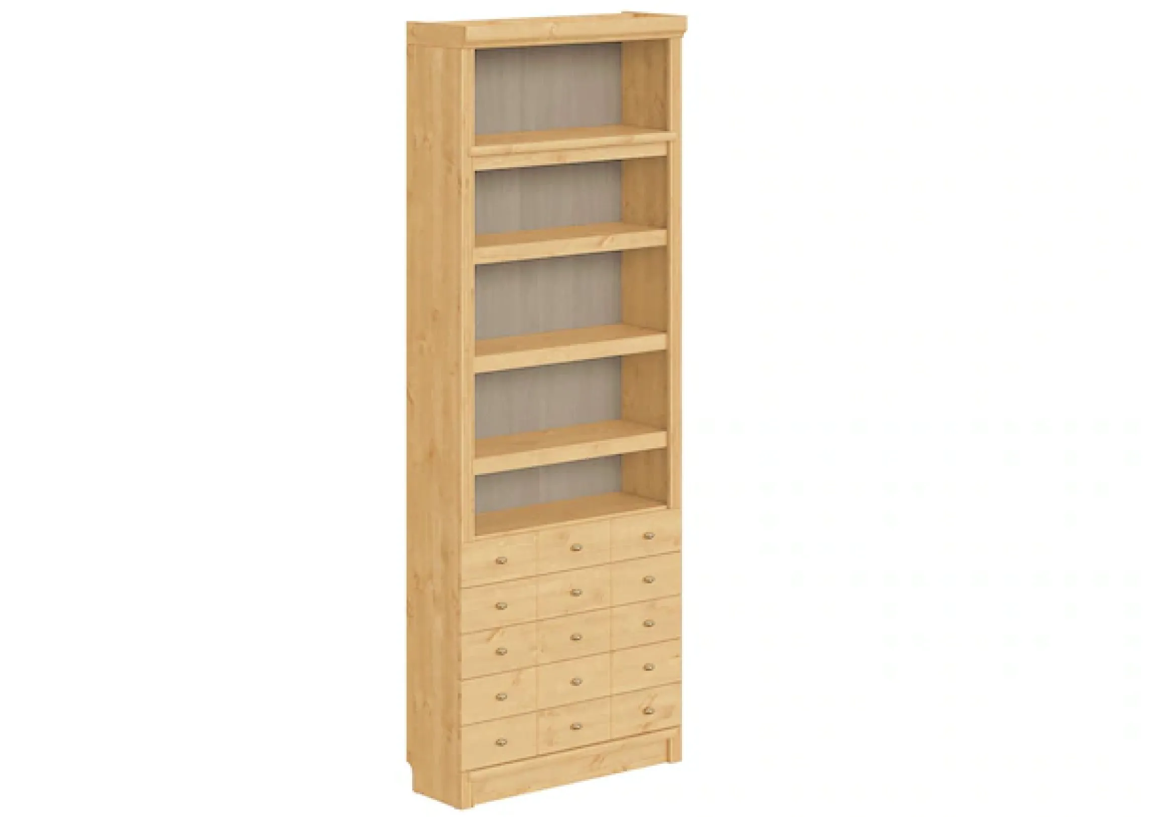 Home affaire Bücherregal »Soeren Regal mit 5 breiten Schubkästen in geteilter Optik« T/H: 80/29/220 cm, Kiefer FSC®-zertifiziert, elegante Metallgriffe