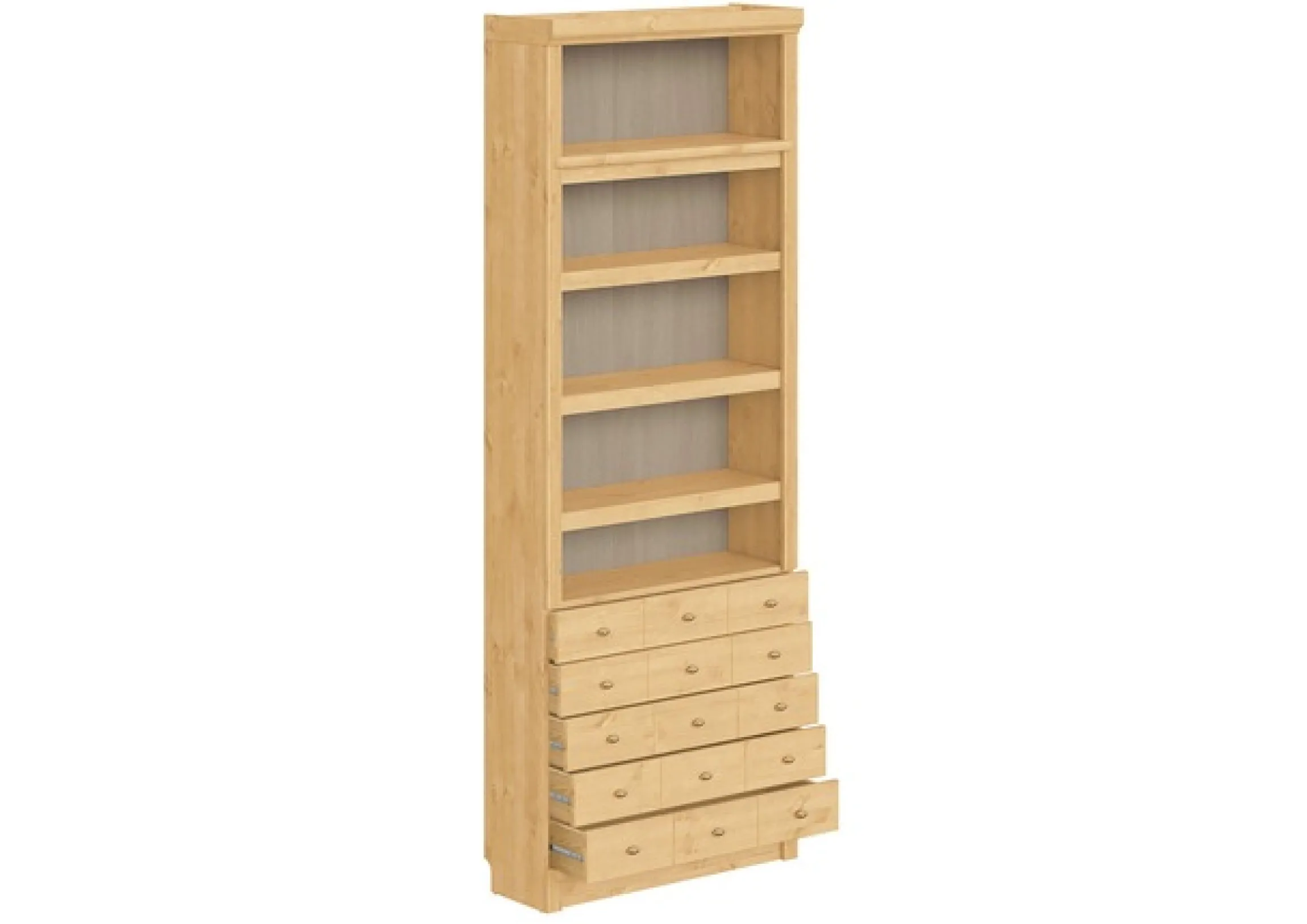 Home affaire Bücherregal »Soeren Regal mit 5 breiten Schubkästen in geteilter Optik« T/H: 80/29/220 cm, Kiefer FSC®-zertifiziert, elegante Metallgriffe