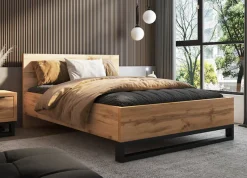 Home affaire Bettgestell »Bronne, Topeseller, Industrial Design« In den Breiten 140cm, 160cm und 180cm,Stauraumbett in drei Breiten, stabil mit Kufen in Metalloptik