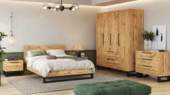 Home affaire Bettgestell »Bronne, Topeseller, Industrial Design« In den Breiten 140cm, 160cm und 180cm,Stauraumbett in drei Breiten, stabil mit Kufen in Metalloptik