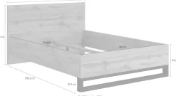 Home affaire Bettgestell »Bronne, Topeseller, Industrial Design« In den Breiten 140cm, 160cm und 180cm,Stauraumbett in drei Breiten, stabil mit Kufen in Metalloptik