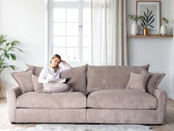 Home affaire Big-Sofa »Finca XL, B: 190 cm« 4 Zierkissen, Mega-Sofa, in Cord oder Chenille-Struktur, Federkern