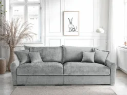 Home affaire Big-Sofa »Finca XXL, B: 247 cm« 4 Zierkissen, Mega-Sofa, in Cord oder Chenille-Struktur, Federkern