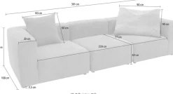 Home affaire Big-Sofa »Gerrid« Cord-Bezug, bestehend aus Modulen: 2 Eck- und ein Mittelelement