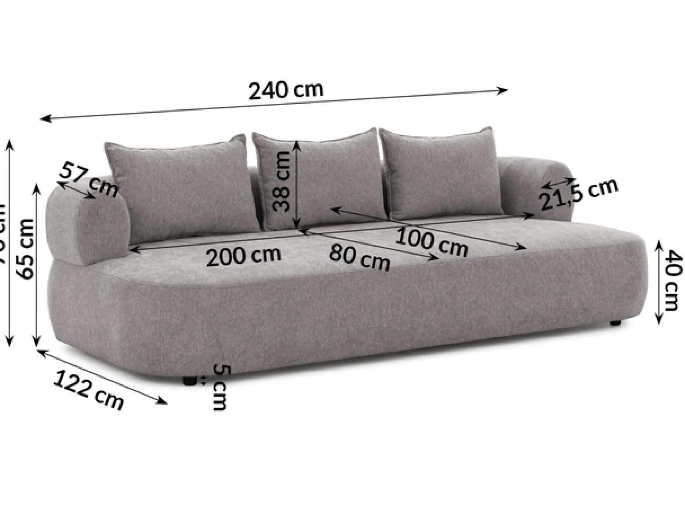 Home affaire Big-Sofa »LUSSAC 4-Sitzer Design-Sofa mit Zierkissen, Maße B/T/H: 242/123/78 cm« hoher Sitzkomfort und modernes Design, Sofa ohne Bettfunktion