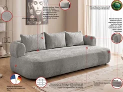 Home affaire Big-Sofa »LUSSAC 4-Sitzer Design-Sofa mit Zierkissen, Maße B/T/H: 242/123/78 cm« hoher Sitzkomfort und modernes Design, Sofa ohne Bettfunktion