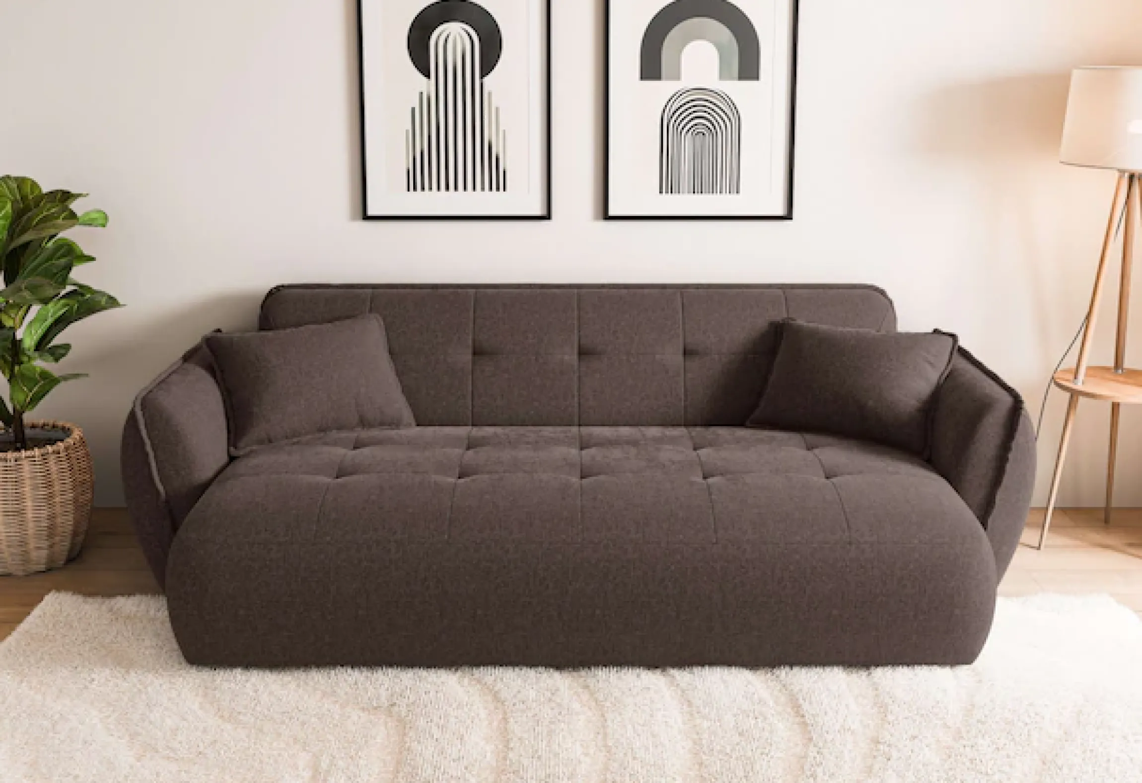 Home affaire Big-Sofa »MIRELDA Design-Sofa mit Steppungen, hoher Sitzkomfort, Breite 251 cm« Sitztiefe 82,5 cm, elegant und bequem, Zierkissen, belastbar bis 480kg