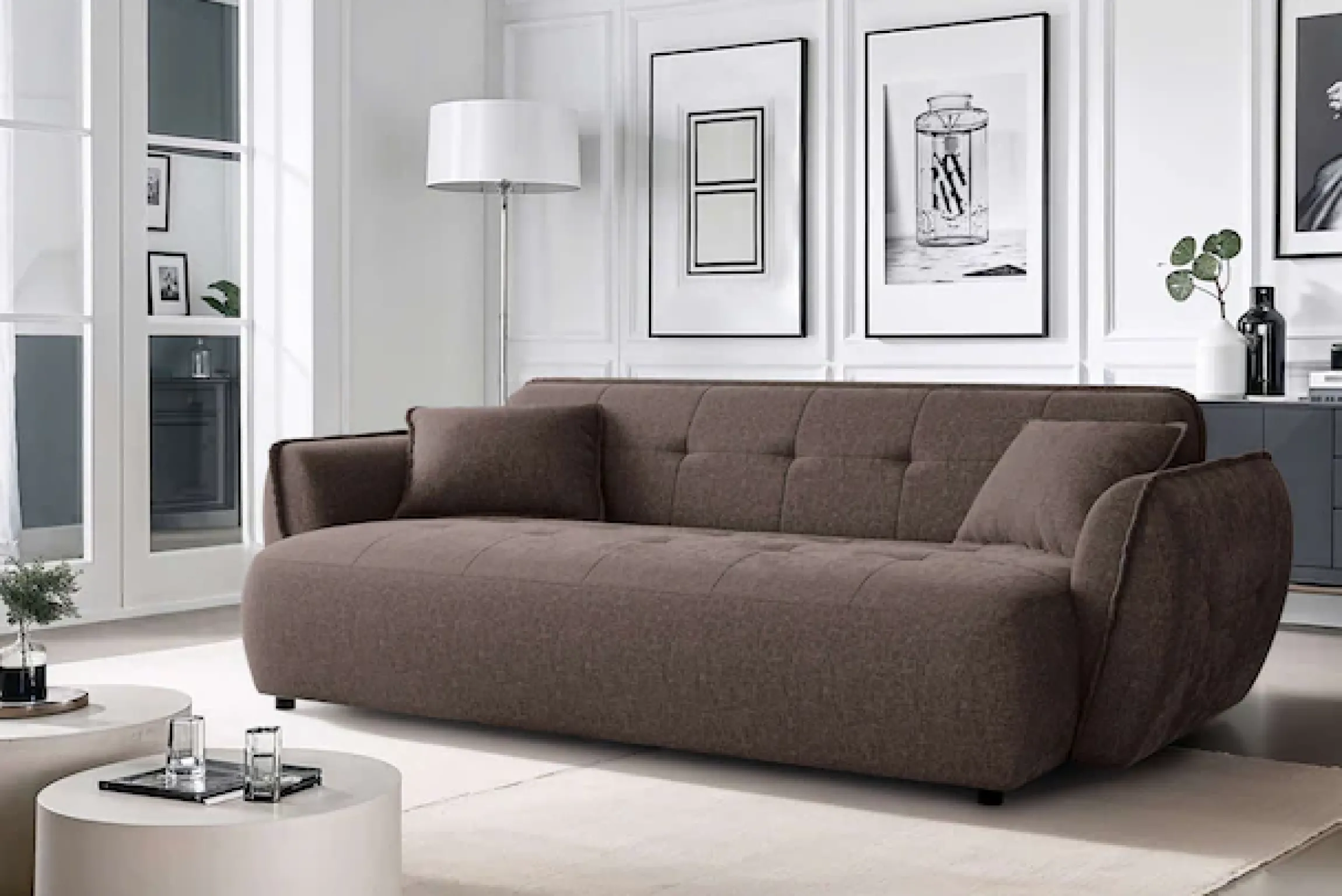 Home affaire Big-Sofa »MIRELDA Design-Sofa mit Steppungen, hoher Sitzkomfort, Breite 251 cm« Sitztiefe 82,5 cm, elegant und bequem, Zierkissen, belastbar bis 480kg