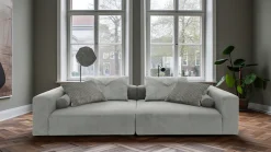 Home affaire Big-Sofa »Suyana mit Federkern, B/T/H: 304/135/69 cm, Zierkissen + Kissenrollen« grosszügiges, gemütliches Megasofa, viel Platz zum Relaxen, Cord-Bezug