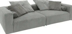 Home affaire Big-Sofa »Suyana mit Federkern, B/T/H: 304/135/69 cm, Zierkissen + Kissenrollen« grosszügiges, gemütliches Megasofa, viel Platz zum Relaxen, Cord-Bezug