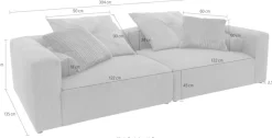 Home affaire Big-Sofa »Suyana mit Federkern, B/T/H: 304/135/69 cm, Zierkissen + Kissenrollen« grosszügiges, gemütliches Megasofa, viel Platz zum Relaxen, Cord-Bezug