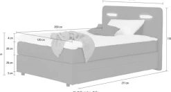 Home affaire Boxbett »Luan« Schubkästen, LED-Beleuchtung und Topper, in Breite 120 cm und 180 cm