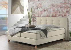 Home affaire Boxspringbett »Cecina« in 5 Breiten, 3 Ausführungen, 2 Härtegrade, Knopfheftung, Topper