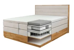 Home affaire Boxspringbett »Evelina, Doppelbett, Polsterbett, Komfortbett, 160 & 180 cm« inkl. 6 cm Topper, zwei Bettkästen, Taschen-Federkernmatratze in H3