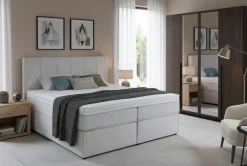 Home affaire Boxspringbett »Leon, Doppelbett, Polsterbett, Federkernbett, Komfortbett, 160, 180 cm« inkl. 9 cm Topper, 5-Zonen-Taschen-Federkernmatratze in H3