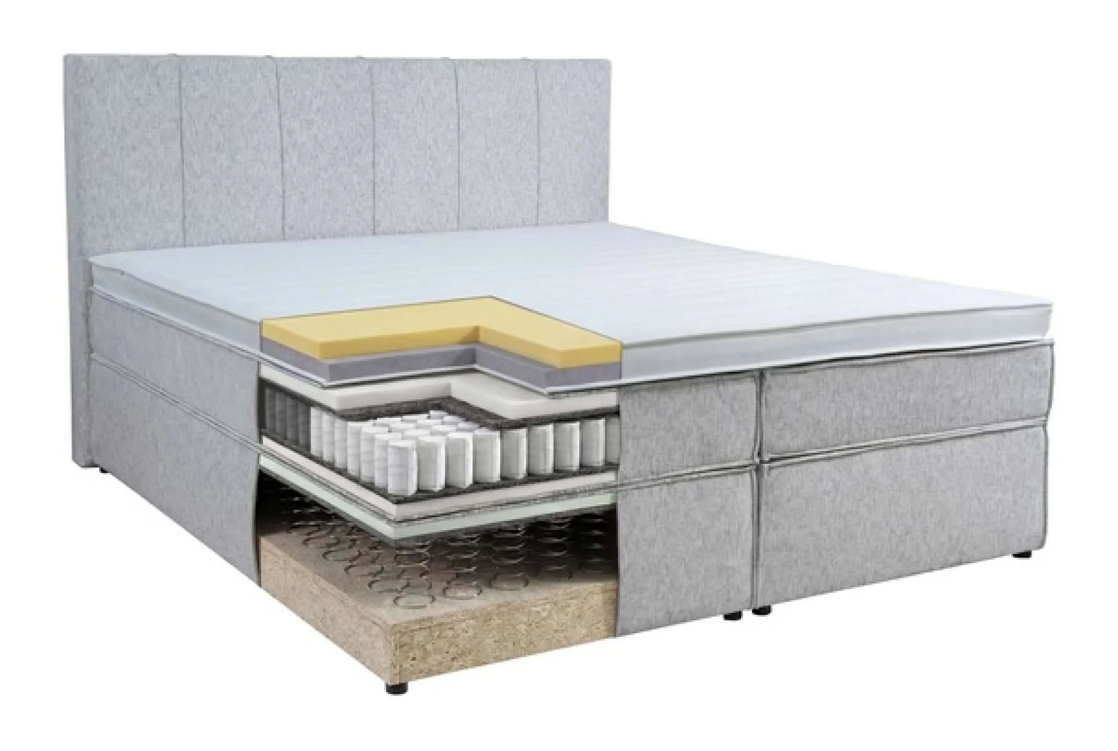 Home affaire Boxspringbett »Leon, Doppelbett, Polsterbett, Federkernbett, Komfortbett, 160, 180 cm« inkl. 9 cm Topper, 5-Zonen-Taschen-Federkernmatratze in H3