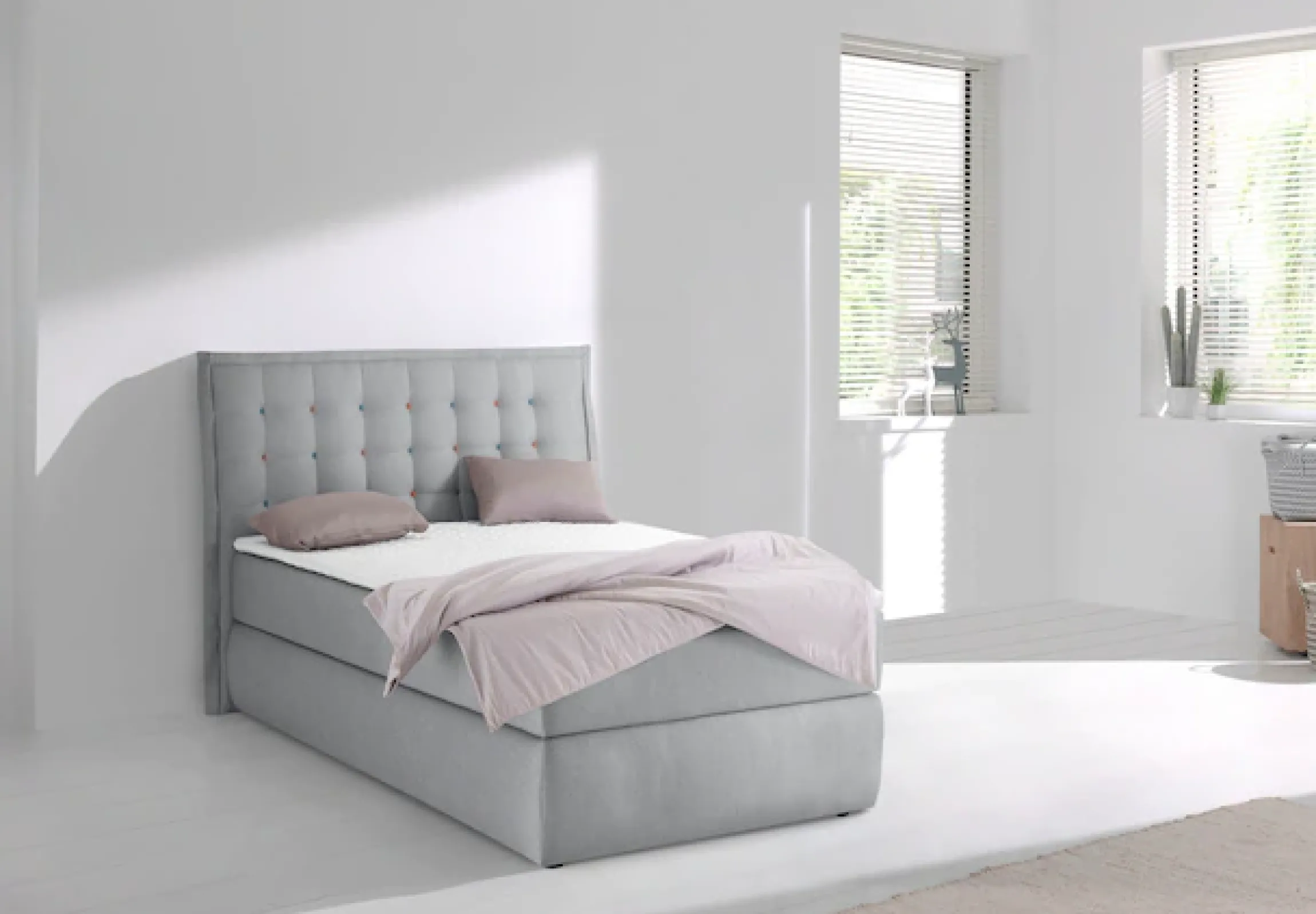 Home affaire Boxspringbett »Sagres« Kopfteil mit 2farbiger Flatterbiese und zweifarbigen Knöpfen