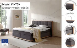 Home affaire Boxspringbett »Vinton« aus Eiche, mit LED-Beleuchtung, verschiedene Härtegrade (auch H4)