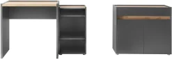 Home affaire Büromöbel-Set »CITY/GiRON, modernes Design, Homeoff., Büro in zwei Farben/Wotan Eiche« Set, 3 Stk. tlg. enthält Unterschrank, Kommode, Schreibtisch, wohnliches Home Office