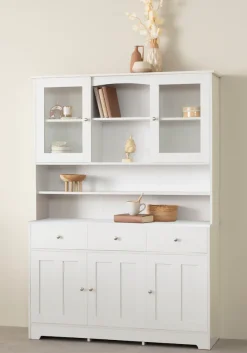 Home affaire Buffet »Kate« Breite 128 cm, mit Glastüren und Holztüren, Metallgriffe, Höhe 182 cm
