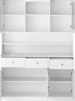 Home affaire Buffet »Kate« Breite 128 cm, mit Glastüren und Holztüren, Metallgriffe, Höhe 182 cm