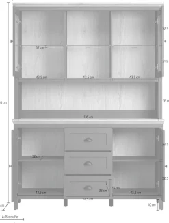 Home affaire Buffet »Vienna« Set, 2 Stk. tlg. Küchenbuffet im Landhausstil, inkl. Beleuchtung - (B/T/H) 146/39/112cm