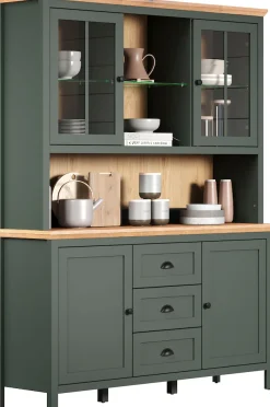 Home affaire Buffet »Vienna« Set, 2 Stk. tlg. Küchenbuffet im Landhausstil, inkl. Beleuchtung - (B/T/H) 146/39/112cm