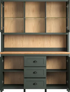 Home affaire Buffet »Vienna« Set, 2 Stk. tlg. Küchenbuffet im Landhausstil, inkl. Beleuchtung - (B/T/H) 146/39/112cm