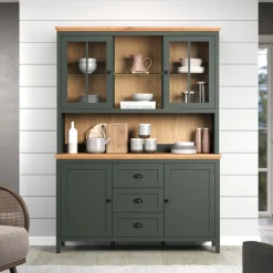 Home affaire Buffet »Vienna« Set, 2 Stk. tlg. Küchenbuffet im Landhausstil, inkl. Beleuchtung - (B/T/H) 146/39/112cm