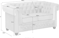 Home affaire Chesterfield-Sofa »New Castle« mit hochwertiger Knopfheftung in Chesterfield-Design, B/T/H: 148/86/72