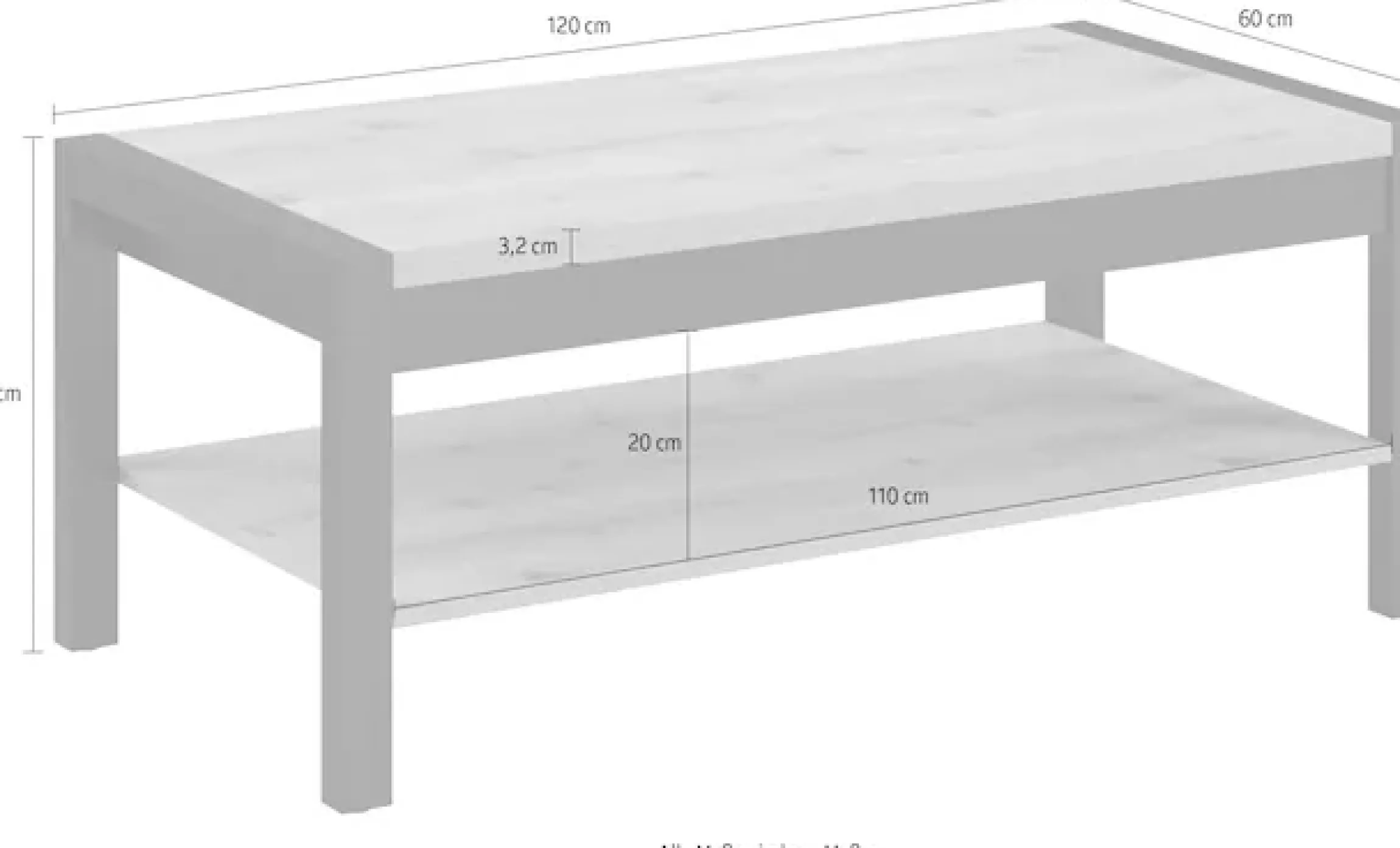 Home affaire Couchtisch »Aktiv« (B/T/H): 120/60/48 cm, Mit einem Ablageboden