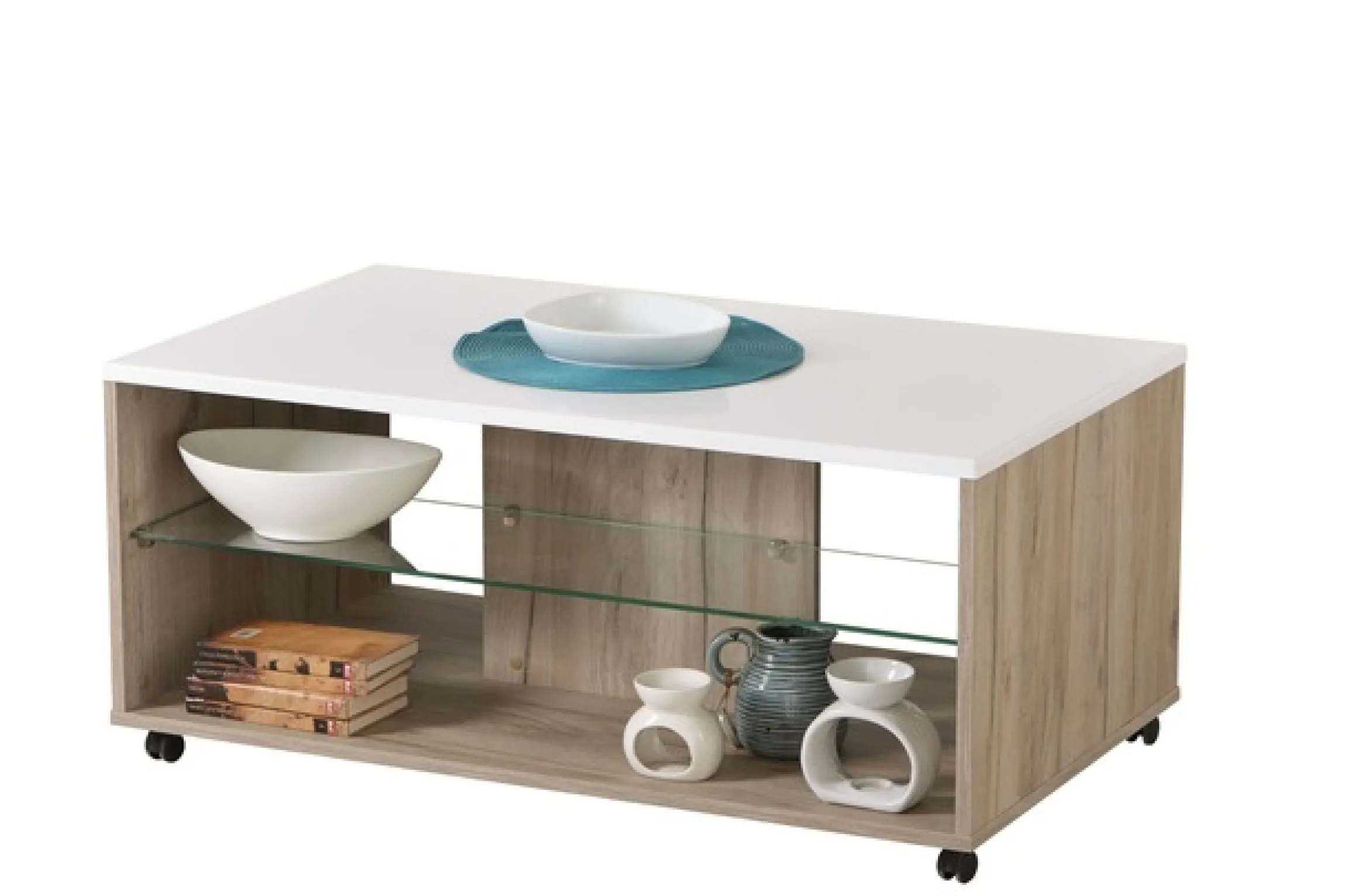 Home affaire Couchtisch »Bert Kaffetisch, 100 cm, in trendigen Farben, modern« Hochglanzplatte, mit Rollen