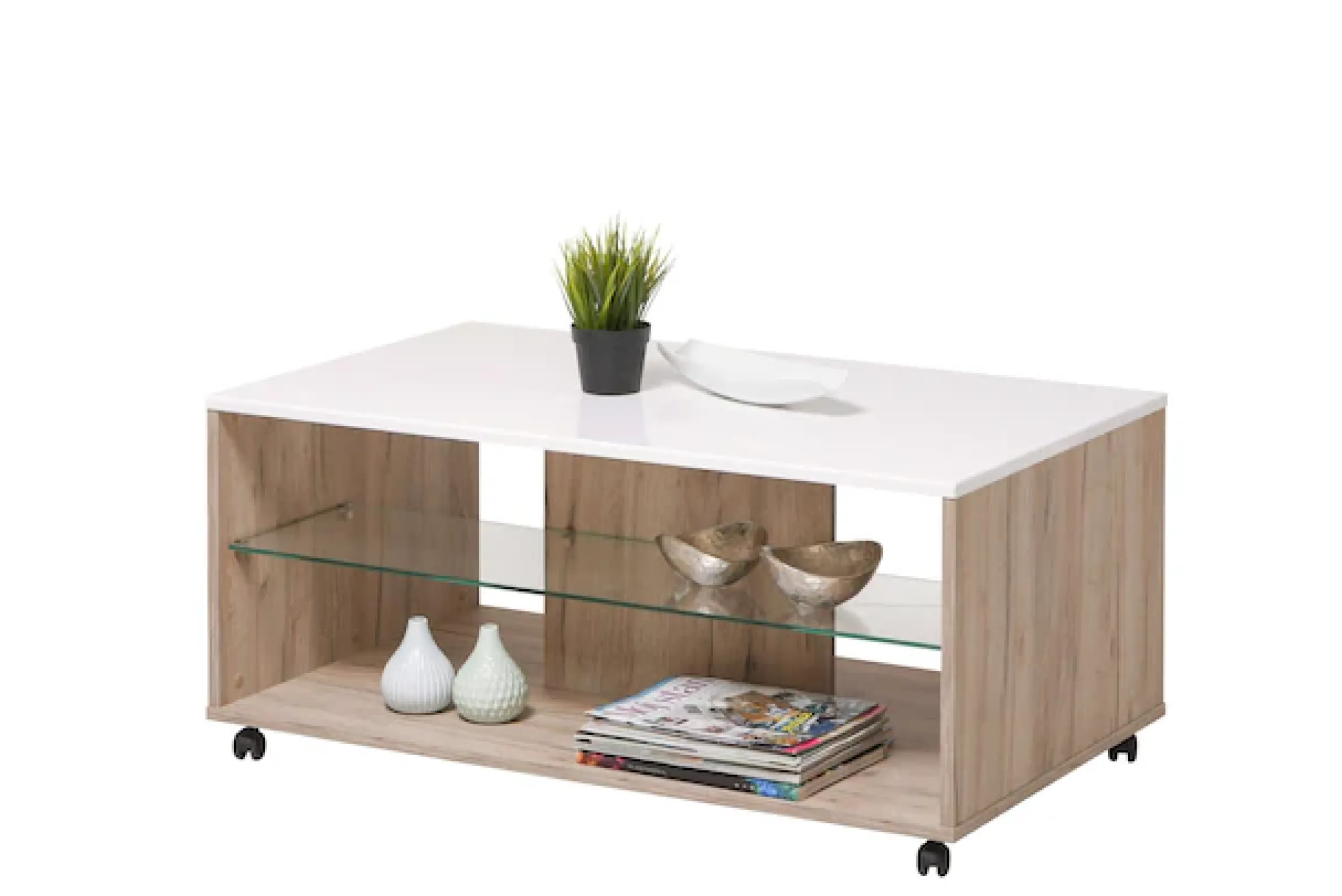 Home affaire Couchtisch »Bert Kaffetisch, 100 cm, in trendigen Farben, modern« Hochglanzplatte, mit Rollen