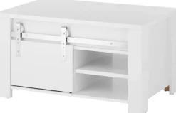 Home affaire Couchtisch »Daytona, Beistelltisch, Wohnzimmertisch, Sofatisch, Tisch« mit Schiebetürenbeschlag in Chrom-Optik, mit Fächern und Ablageböden