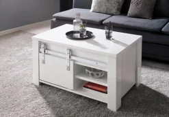 Home affaire Couchtisch »Daytona, Beistelltisch, Wohnzimmertisch, Sofatisch, Tisch« mit Schiebetürenbeschlag in Chrom-Optik, mit Fächern und Ablageböden